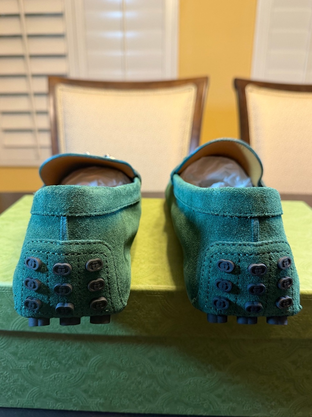 New Gucci Horsebit Suede Loafers Drivers Slip On Shoes Green UK 12 / US 12.5 - Picture 9 of 16